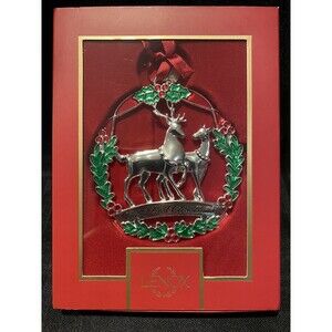 Lenox Our First Christmas Deer Wreath Ornament New In Box christmas ornament